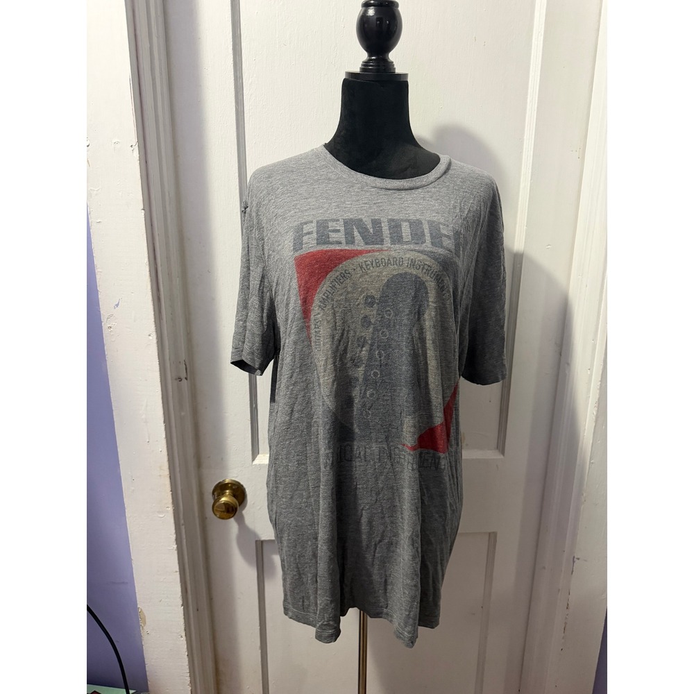 Lucky Brand Fender Graphic T-Shirt Gray Short Sleeve XL Guitars Amplifiers Tee